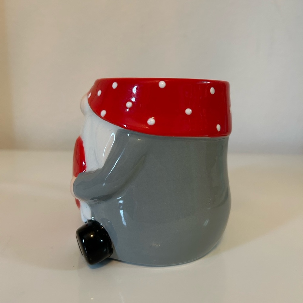 Adorable Red Heart Valentine Gnome Mug w Gray Sweater & Red Polka Dot Hat 16 oz - Picture 4 of 8